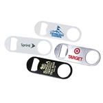 HST43410 Short Paddle Style Stainless Steel Bottle Opener with custom imprint
